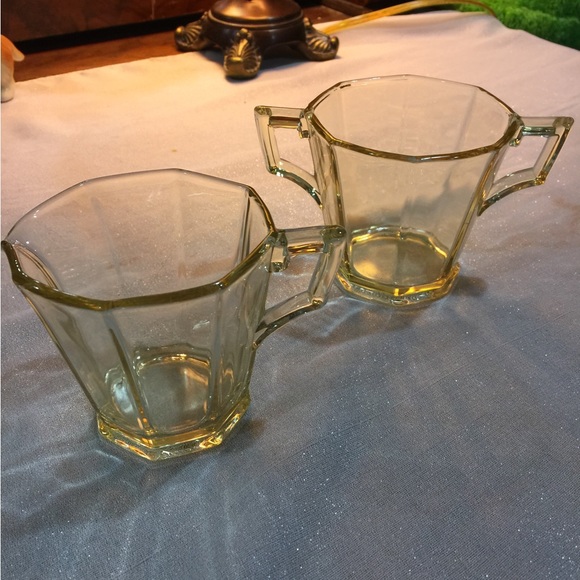 Vtg Heisey Yellow Sahara Glass Cream Sugar - Picture 1 of 7